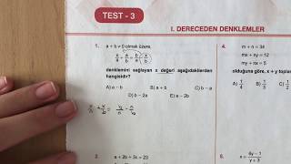 KAREKÖK TYT Matematik 1Dereceden Denklemler Test3 Anlatımlı Çözümleri20182019 basım [upl. by Vonni]