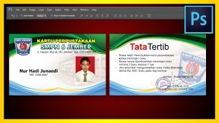 Desain Kartu pelajar sekolah dan kartu perpustakaan dengan photoshop [upl. by Olonam]