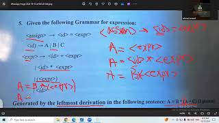 leftmost derviation example [upl. by Kordula]
