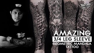 Mandala Geometric Dotwork Tattoo Leg Sleeve [upl. by Ulah]