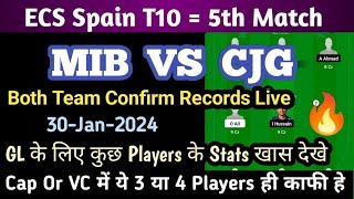 MIB VS CJG Fantasy Dream11 prediction MIB VS CJG Ecs Cyprus T10 2024 5th Match Preview [upl. by Joung]