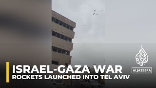 Qassam Brigades fire at Tel Aviv Iron dome intercepts rocket barrage [upl. by Jacki]