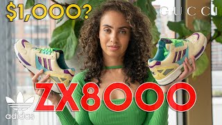 The 1000 ADIDAS SNEAKER GUCCI ZX8000 Monogram On Foot Review and How to Style Outfits GRWM [upl. by Pillihp684]