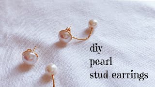 diy earrings in two minutesmaking pearl stud earrings using eye pindouble pearl stud earrings [upl. by Damas107]