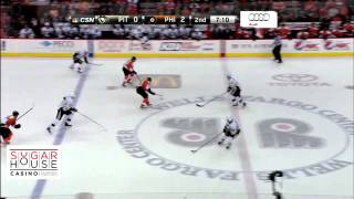 Claude Giroux big hit on Evgeni Malkin  NHL 15314 [upl. by Sheffy]