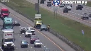 Tennessee Rubbernecking Results in Crash Next To TDOT HELP Worker Assisting Driver With A Flat Tire [upl. by Yarw]