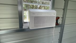 Midea 12000 BTU window air conditioner install in a metal building with small windows DIY cool [upl. by Towroy]