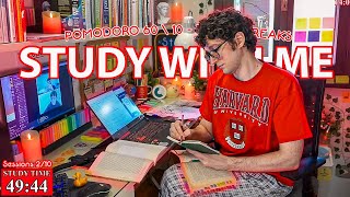 STUDY WITH ME LIVE POMODORO  12 HOURS STUDY CHALLENGE ✨ Harvard Student Relaxing Rain Sounds [upl. by Euqitsym]