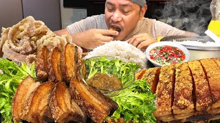 CRISPY AND JUICY LECHON KAWALI CHICHARONES Filipino Food Mukbang Love The Philippines [upl. by Htims]