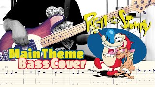 The Ren And Stimpy Show Main Theme Bass cover with tabs chords sheet music [upl. by Jerman774]