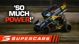 Cam Waters gives a 900HP Sprintcar a run  Supercars 2020 [upl. by Yelehsa]