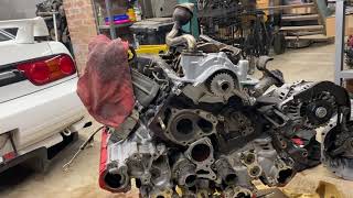 nissan 300zx vg30dett removing intake manifold and oil pump [upl. by Ardnnaed522]