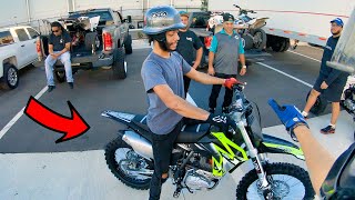 HOMIES TRY TO WHEELIE MY NEW DIRT BIKE [upl. by Bristow744]