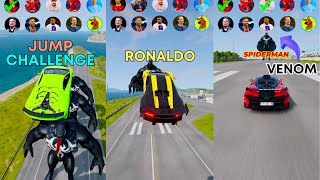 🚘CR7 vs Messi vs SpiderMan vs Venom Characters 2 beamngdrive football marvel  Beam Arena [upl. by Okimuk]