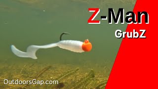 ZMan Soft Plastic GrubZ UNDERWATER VIDEO Shimmer Pearl For FISHING [upl. by Katti]