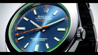 Baselworld 2014 Introducing the Rolex Milgauss with Electric Blue Dial and Green Sapphire Crystal [upl. by Akihsat34]