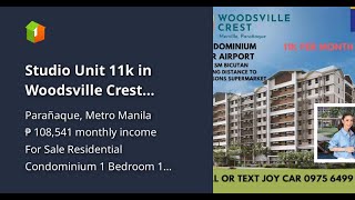 Studio Unit 11k in Woodsville Crest Residences Condominium near Airport [upl. by Faythe]