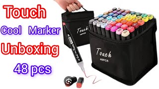 48 pcs Touch Marker Unboxing and ReviewArt Marker Dual Tip Touch 48 Shade Water Pens [upl. by Nref]