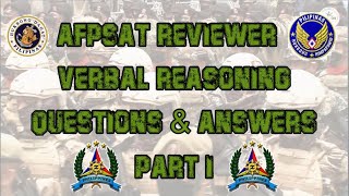 AFPSAT REVIEWER 2024 VERBAL REASONING QUESTIONS WITH ANSWERS PART 1 [upl. by Yznil721]