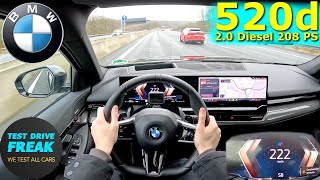 2023 BMW 520d G60 Limousine Sedan 208 PS TOP SPEED GERMAN AUTOBAHN DRIVE POV [upl. by Lachance]