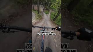 Bikepark Volkspark big jumpline into a trickjump mtb bicycle pov trickjump jumpline mtbpro [upl. by Cornwall]