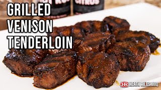 Grilled Venison Tenderloin on the Goldens Cast Iron  Heath Riles BBQ [upl. by Ecirehs]