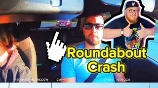 Roundabout car crash on unconventional roundabout with learner driver and driving instructor [upl. by Eelarac]