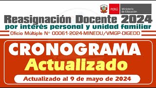 Cronograma Actualizado del proceso de Reasignación Docente 2024 [upl. by Shah70]