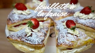 UN DESSERT EXPRESS  DES FEUILLETÉS à la FRAISE 🍓 recette facile rapide et tellement bonne 😋 [upl. by Ainattirb194]