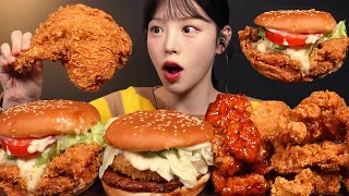 SUB한입만 실패미친 크기의 슈퍼싸이버거 먹방🍔맘스터치 후라이드 통다리 빅싸이치킨 새우불고기버거까지 꿀조합 리얼사운드 Burger Mukbang Asmr [upl. by Kylstra]