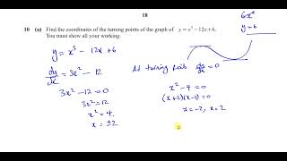 058042ON21 IGCSE Paper 42 Q1O Differentiation Turning Points [upl. by Sixele]