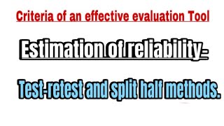 Estimation of reliability  Testretest and split half methods  BEd Very Easy Explanation Hindi [upl. by Haleak]