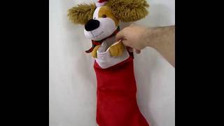 Home Accents 22quot ANIMATED MUSICAL PUPPY DOG STOCKING FLAPPING EARS [upl. by Raynell322]