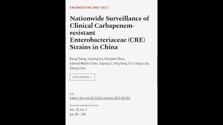 Nationwide Surveillance of Clinical Carbapenemresistant Enterobacteriaceae CRE Str  RTCLTV [upl. by Ettenuahs]