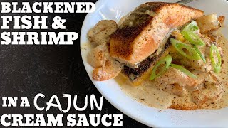 Blackened Salmon and Shrimp on the griddle [upl. by Akkim]