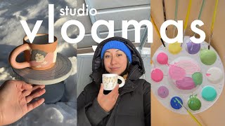 studio vlogmas no 3 glazing my life away painting flower presses amp the final kiln load of 2022 [upl. by Nauq]