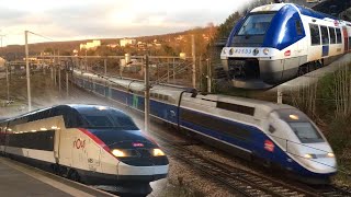 Trains in Rouen Normandy France TGV trains and more [upl. by Arabele701]