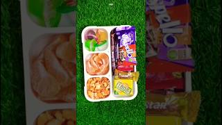 Chocolate Biscuits Cake Candy Jelly Orange Popcorn amp Frooti Mango Drink Lunch Box Ideas 🥰 😋 [upl. by Nevear]