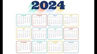 2024 Year Calendar with all 12 Months  2024 Calendar  Yearly Calendar [upl. by Nedda]