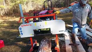 Part 1  Cutting BeamsLessons Learned Using Timbery M100 Sawmill [upl. by Strephon]