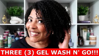 WASH N GO USING 3 DIFFERENT GELS ON MY TYPE 4 NATURAL HAIR NaturalRaeRae [upl. by Gayn248]