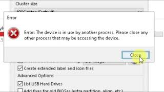 How to solve rufus error easily the device is in use by another process [upl. by Godber]