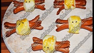 HALLOWEEN REZEPTE Wurstspinnen mit Blätterteig [upl. by Alverta]