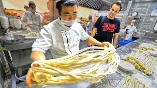 EXTREME Hand Pulled Noodles Tour in Xian China  AMAZING Chinese Street Food [upl. by Nyleahs886]