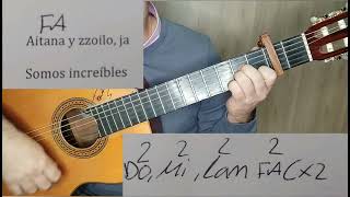 Mon amour Aitana y Zoilo tutorial de guitarra Letra acordes y ritmo [upl. by Yenruoc]