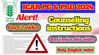 🚨 Counseling instructions for ICAR PG amp PhD 2024 choice filling 👁️‍🗨️  Eligibility choice fillin [upl. by Aramat283]