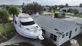 Hurricane Milton devastates the Manasota Key and Grove City Florida  Drone [upl. by Attaymik]