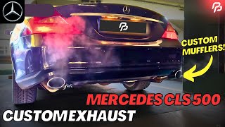 MERCEDES CLS 500 CUSTOM EXHAUST Revups  Acceleration [upl. by Adnar]