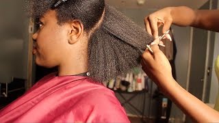 SALON VISIT  Color Refresh Trim amp Straighten 4A Natural Hair [upl. by Riccardo663]