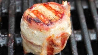 Schweinefleisch im Speckmantel mit Kräuterbutterfüllung für den Grill  Kochnoob [upl. by Mindi]